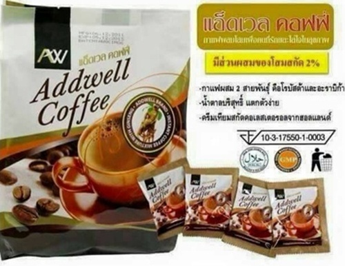 คลิ๊ก! กาแฟสำเร็จชนิดผงผสมโสม แอ็ดแวล คอฟฟี่ :Addwell Coffee  Instant Coffee Mixture With Ginseng